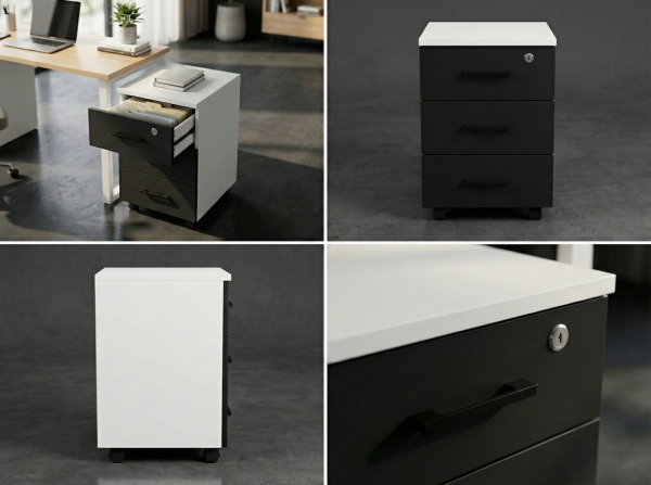 XMAX Nora Siyah/Beyaz Keson - 3'Lü Keson - Mdf