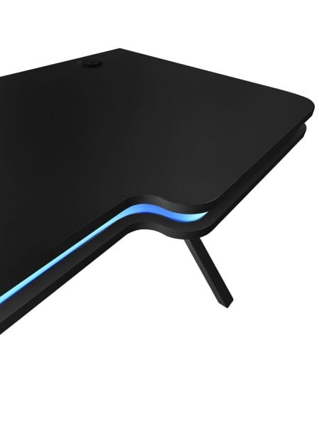 RGB Işıklı Mdf Siyah Masa 200x70cm Sallanmaz 3 Metal Ayaklı - Pratik Kurulum Her İle Ambar İle Sorunsuz Kargo