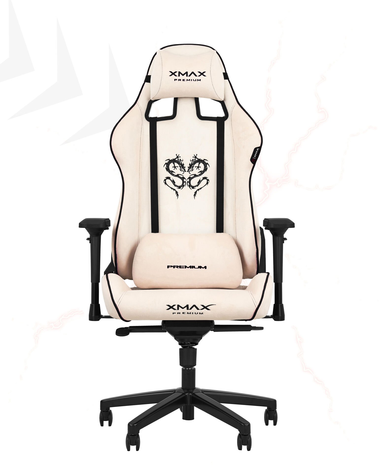 XMAX-Pro / Rio Plus Balerion 4D Kol Orijinal Yarasa Mekanizmalı Beyaz Oyuncu Koltuğu / 150 KG TAŞIR