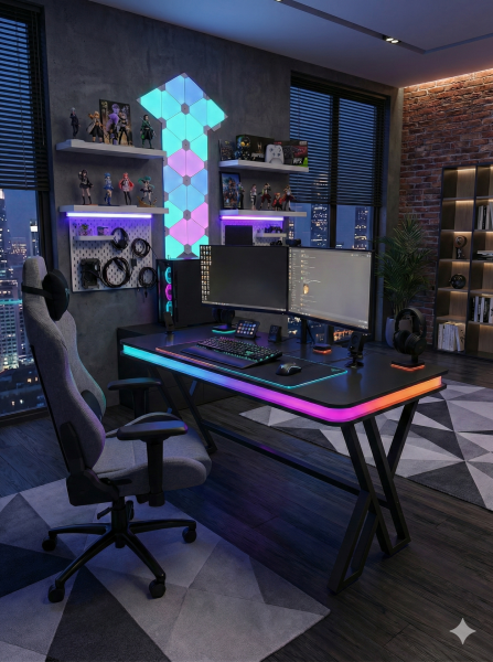 XMAX Zyra Bluetooth Rainbow RGB Işıklı Siyah MDF Oyuncu ve Çalışma Masası